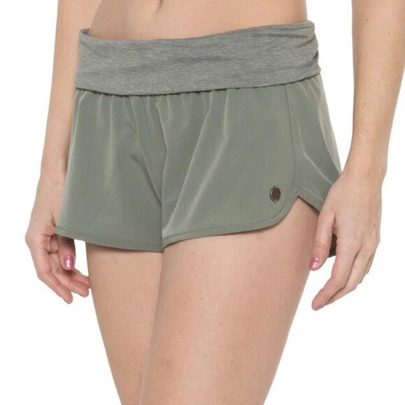 Prana Sunriver Shorts Unlined Green Folded High Waist Style# 1968231 XS - Picture 1 of 11